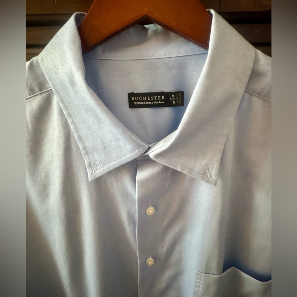 Rochester Big/Tall Men’s Long Sleeve Button Up w/ Pocket - Blue - Size 36/37T